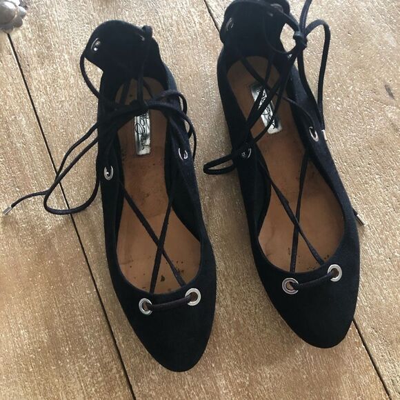 Halogen black suede lace up flats shoes Size 7.5 - Picture 6 of 6